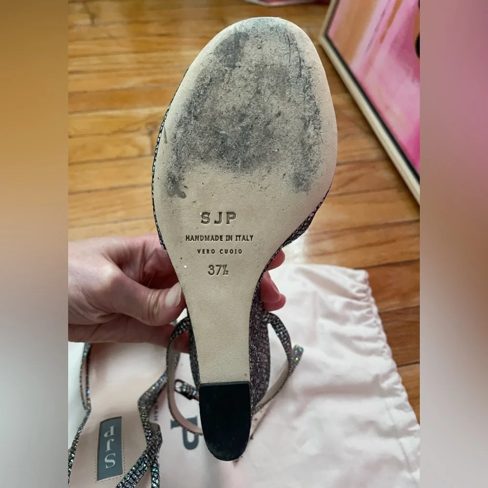 SJP (Sarah Jessica Parker) Glitter Wedge “Boca” Sandals (size 37.5) - Picture 8 of 14